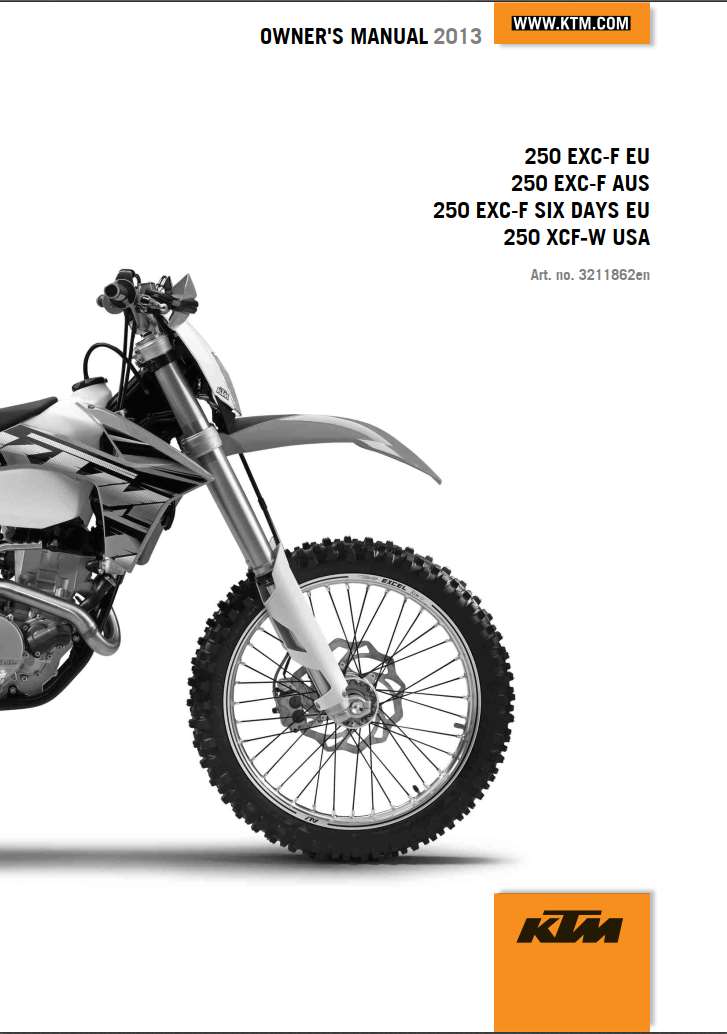 KTM 250 EXC-F Six Days 2013 Owner’s Manual - PDF for FREE