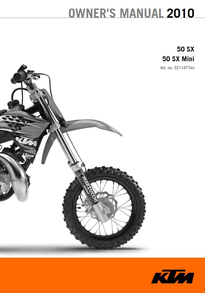 KTM 50 SX Mini 2010 Owner’s Manual
