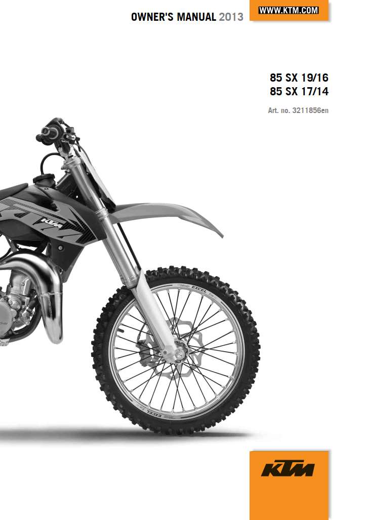 KTM 85 SX 2013 Owner’s Manual