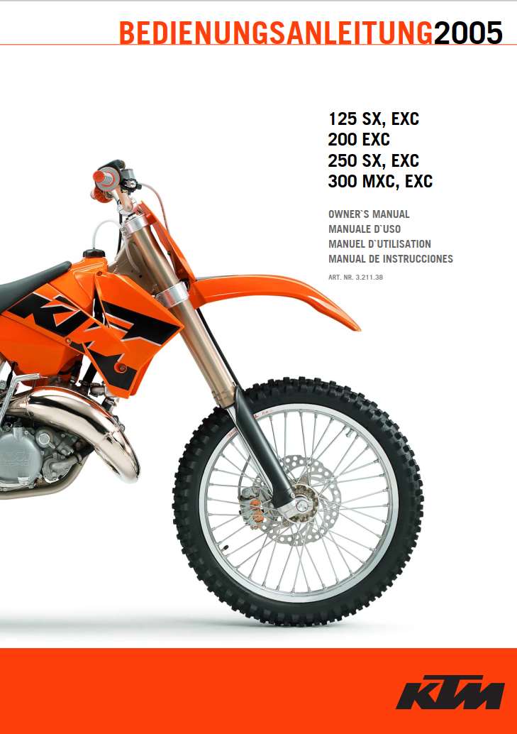 KTM Bedienungsanleitung 125 SX, EXC 200EXC 250 SX, EXC 300 MXC, EXC 2005 Owner’s Manual
