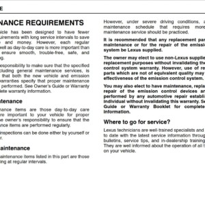 Lexus ES250 1991 Maintenance Manua