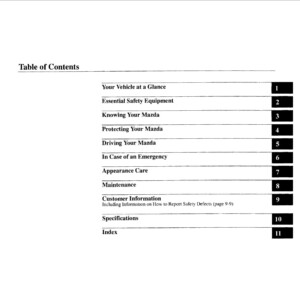 Mazda Millenia 2001 Owner's Manual