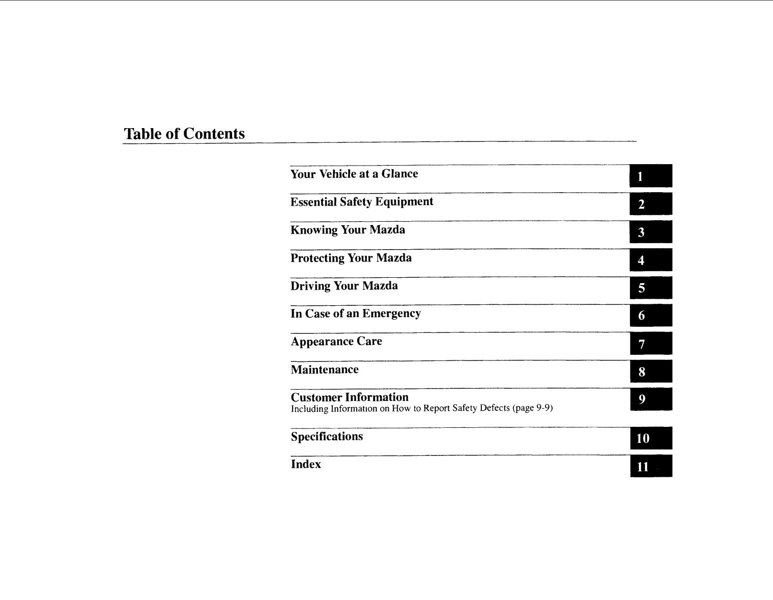 Mazda Millenia 2001 Owner's Manual