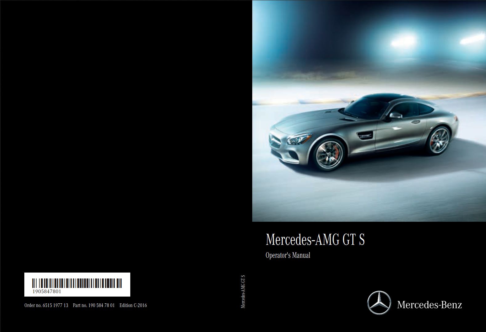 Mercedes-Benz AMG GT S-Class 2016 Owner's Manual