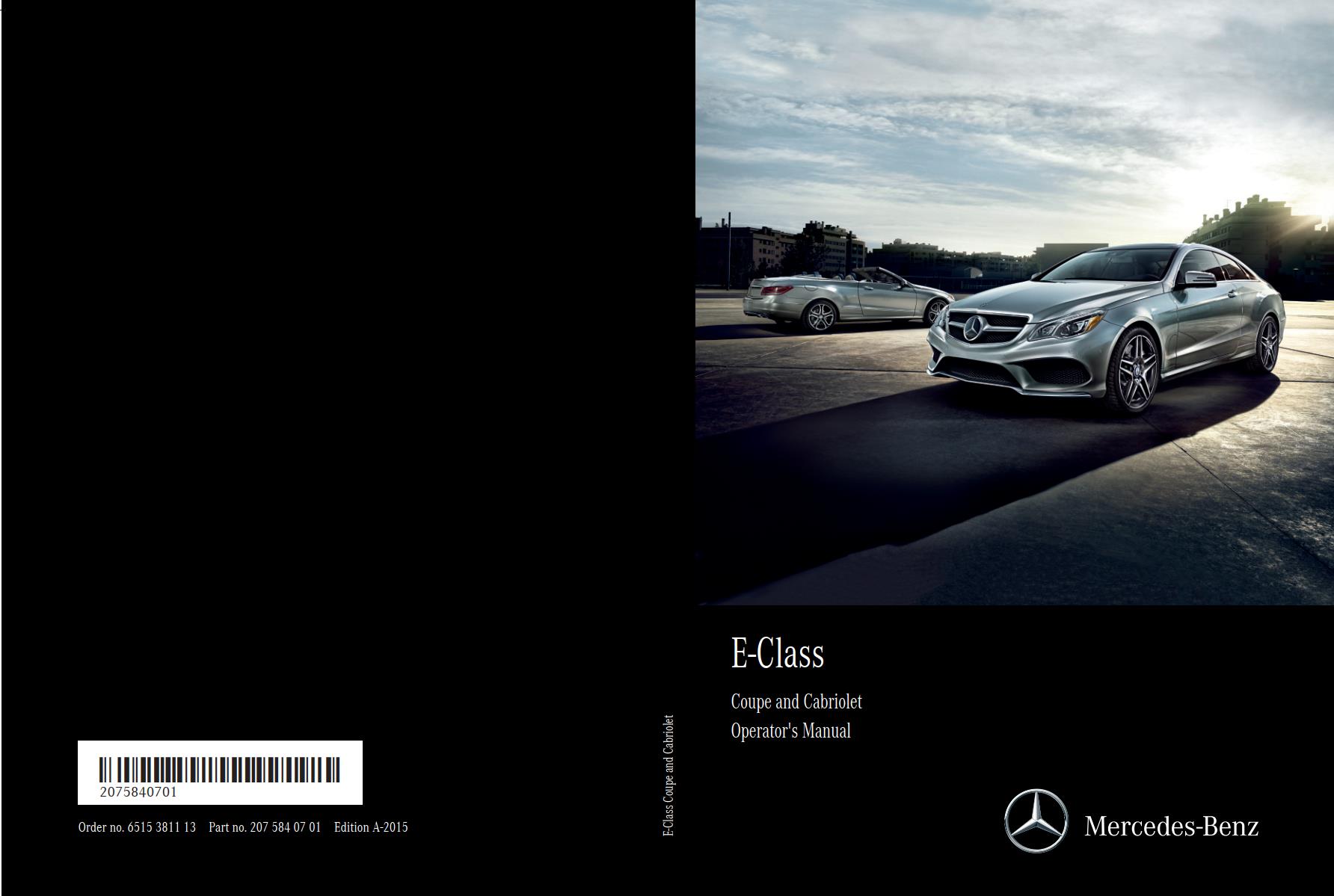Mercedes-Benz E-Class Coupe & Cabriolet 2015 Owner's Manual