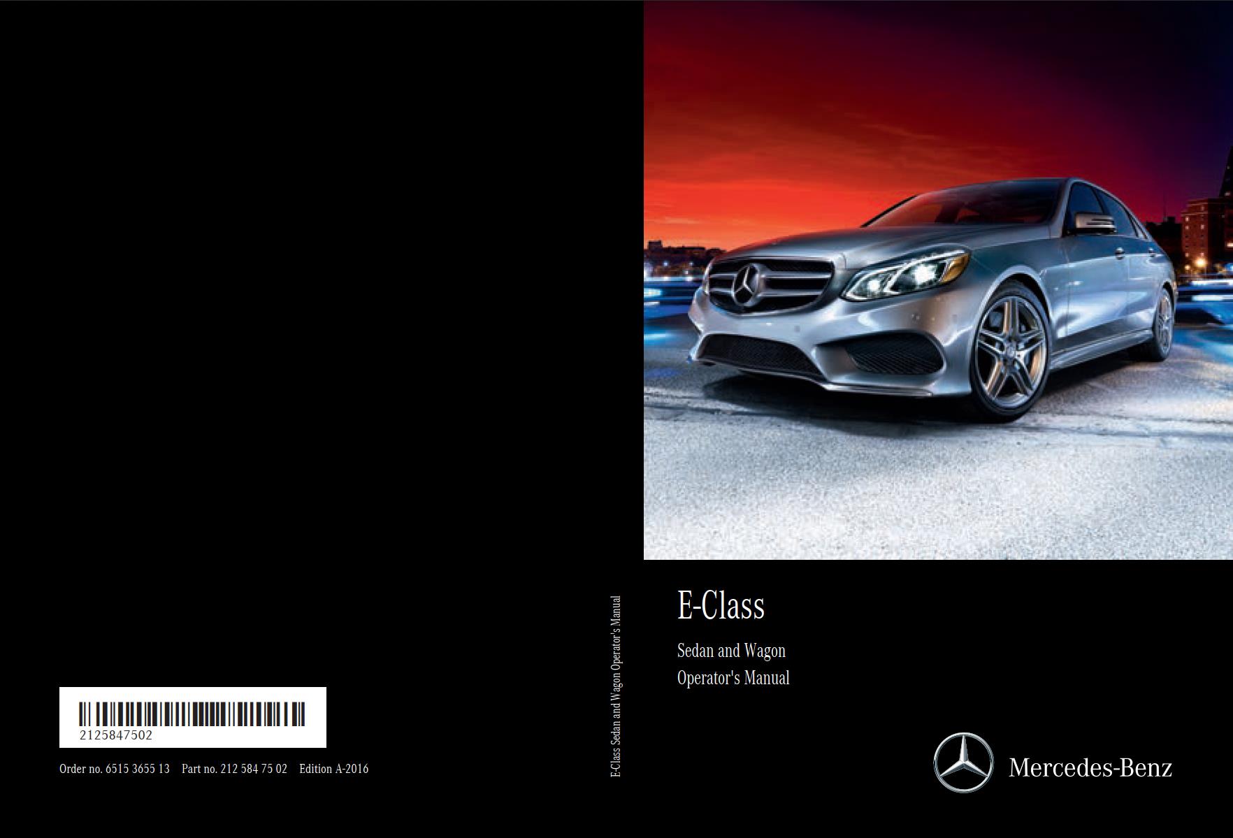 Mercedes-Benz E-Sedan & Wagon 2016 Owner's Manual