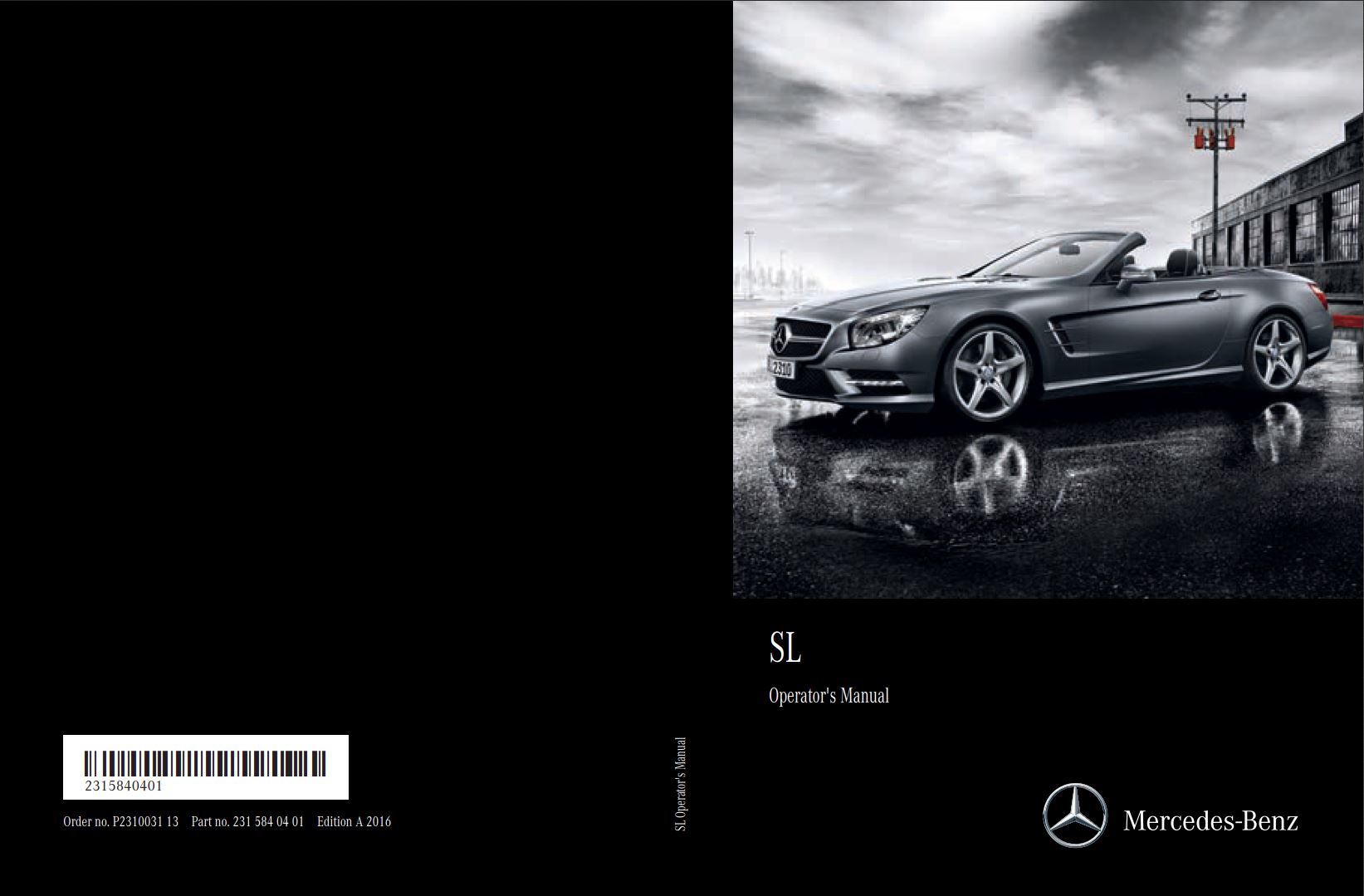 Mercedes-Benz SL-Class Roadster 2016 Owner's Manual