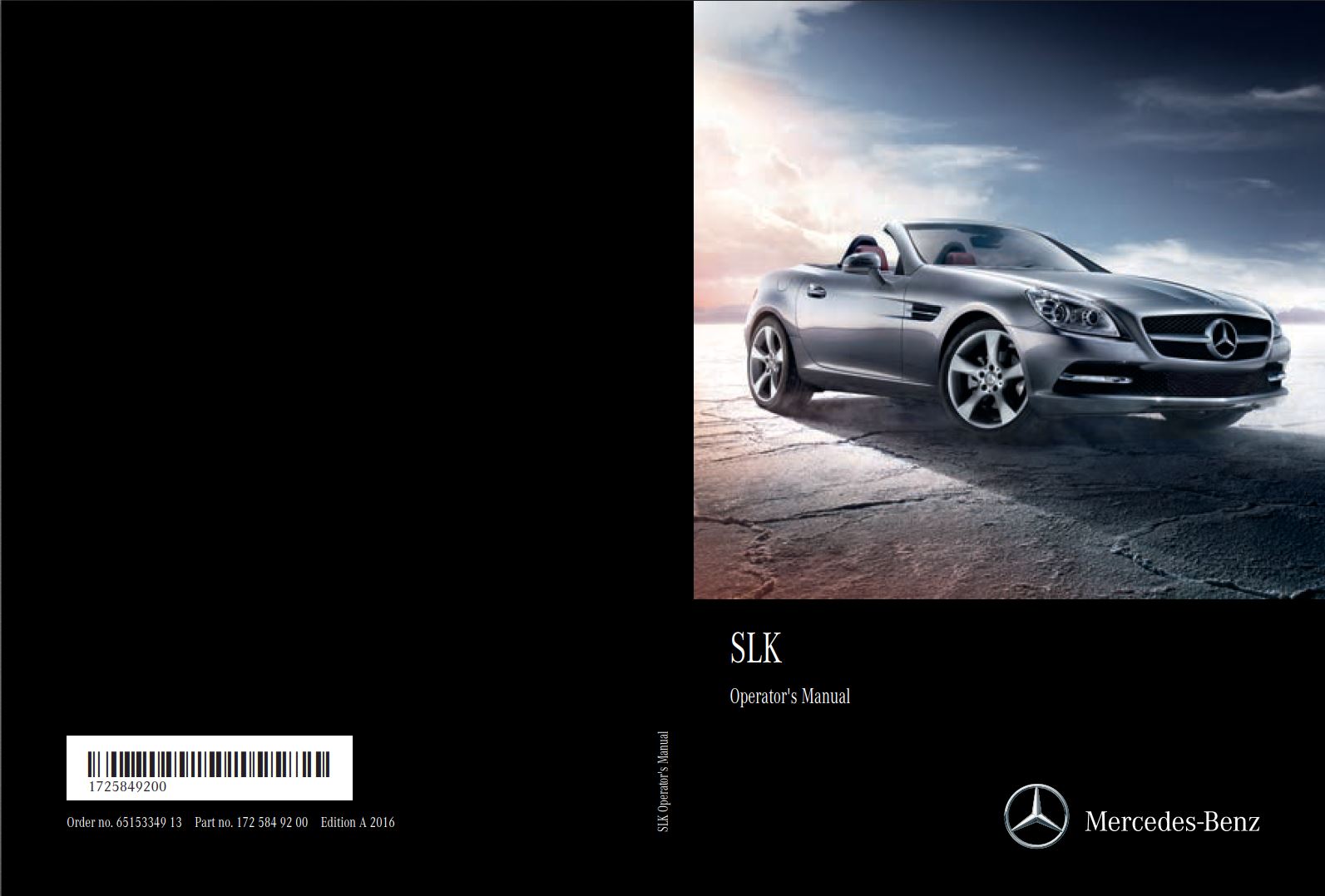 Mercedes-Benz SLK-Class Roadster 2016 Owner's Manual