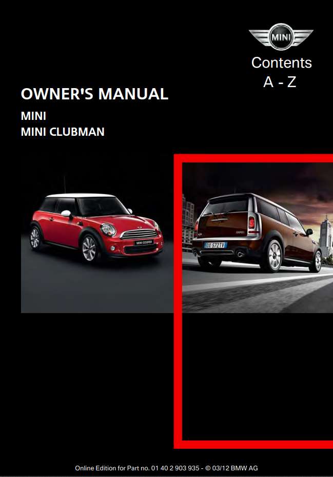 Mini Clubman Manua 2012 Owner's Manual