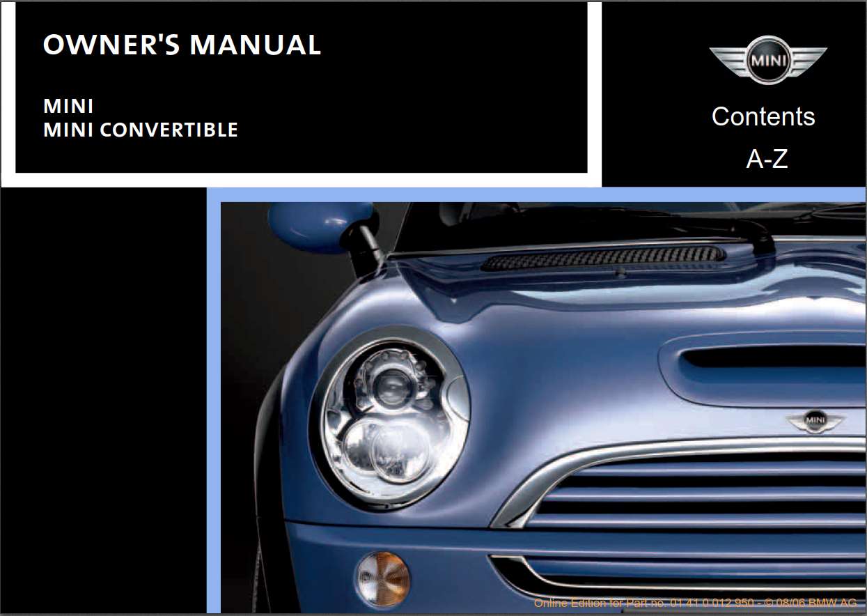 Mini Cooper Convertible 07 Owner S Manual Pdf Download