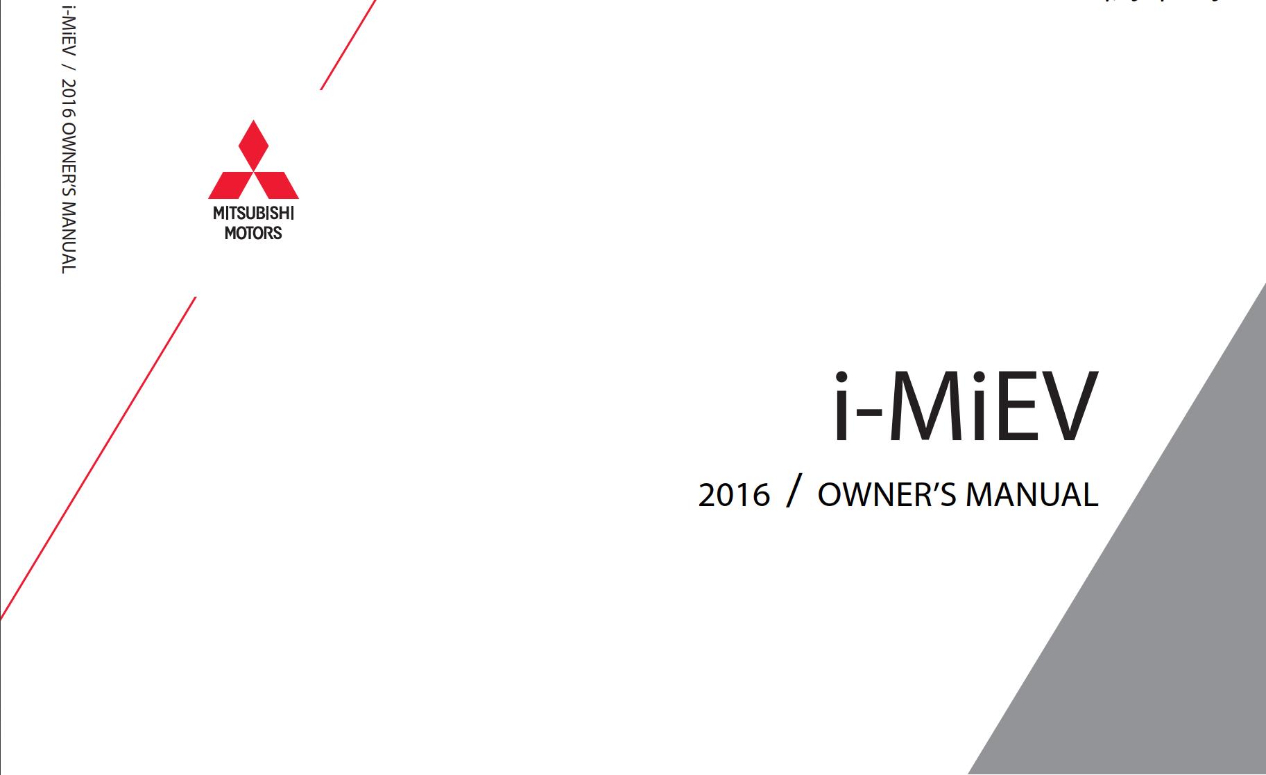 Mitsubishi i-MiEV 2016 Owner's Manual