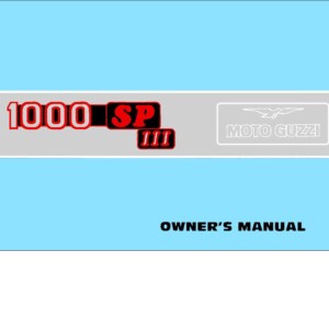 Moto Guzzi 1000 SP 3 1989 Owner’s Manual