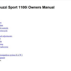Moto Guzzi 1100i 2007 Owner’s Manual