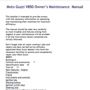 Moto Guzzi V850 Owner’s Manual