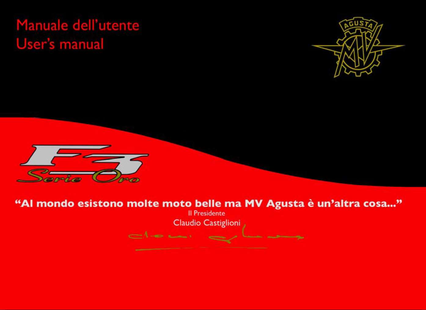 MV Agusta F3 Serie Oro 2012 Owner’s Manual – PDF Download