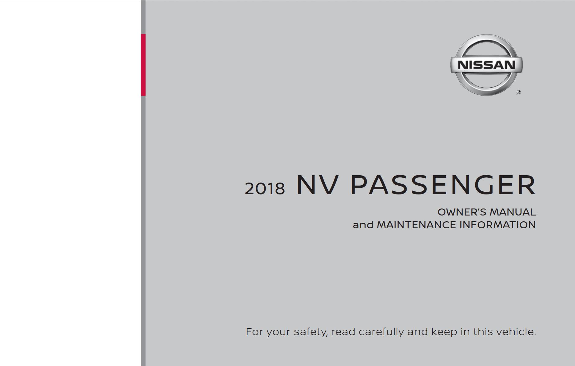 Nissan NV Passenger Van 2018 Owner's Manual