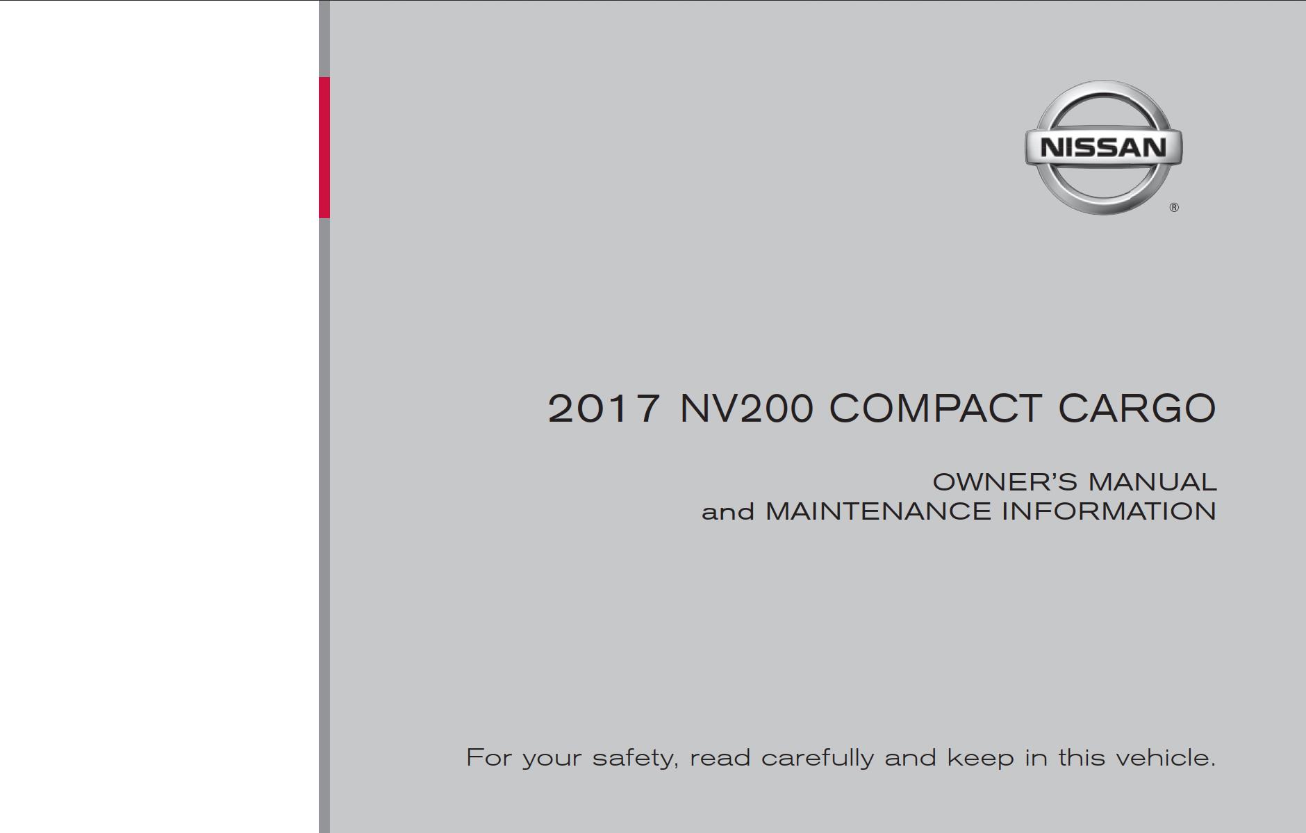 Nissan NV200 Compact Cargo Van 2017 Owner's Manual
