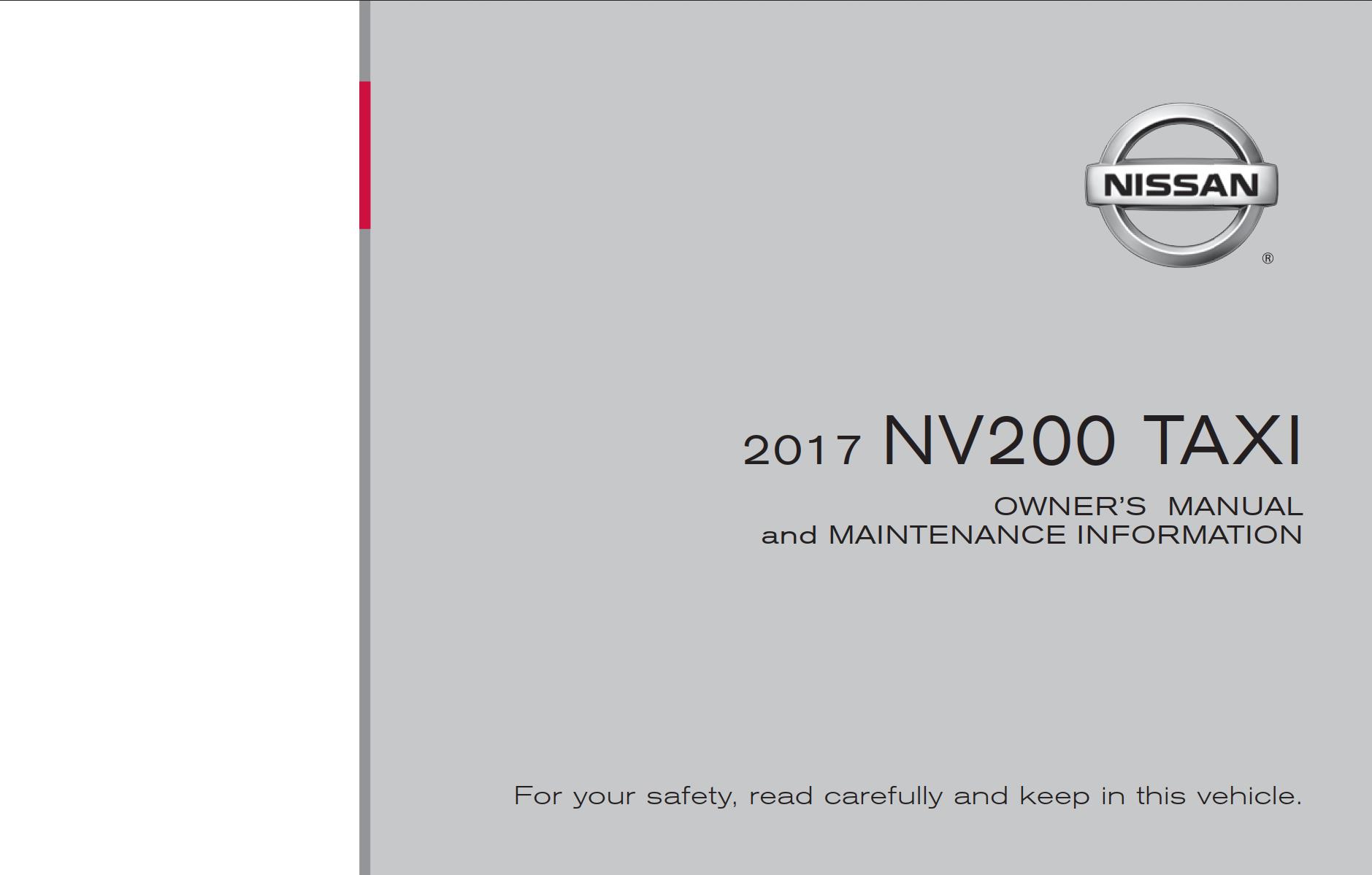 Nissan NV200 Taxi 2017 Owner's Manual