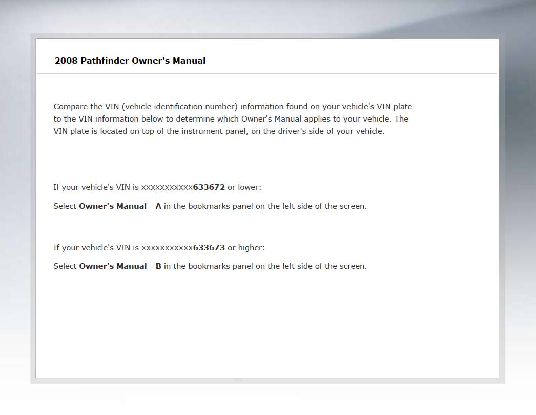Nissan Pathfinder 2008 Owner's Manual