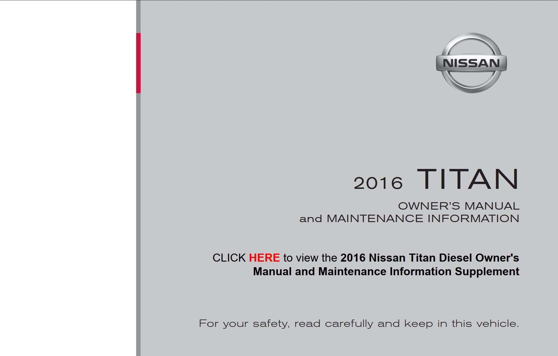 Nissan Titan 2016 Owner’s Manual - PDF for FREE