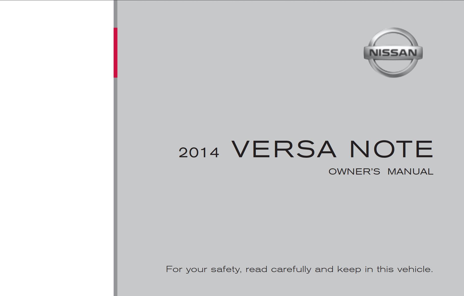 Nissan Versa Note 2014 Owner's Manual