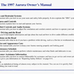 Oldsmobile Aurora 1997 Owner's Manual