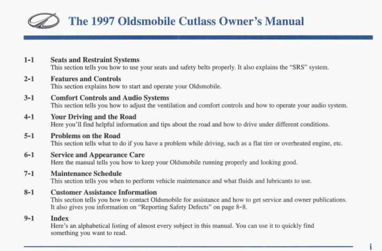 Oldsmobile Cutlass 1997 Owner's Manual