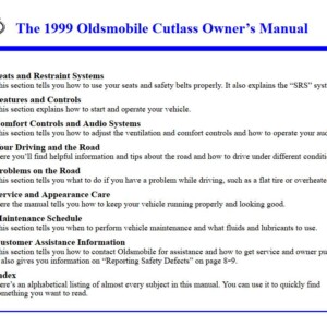 Oldsmobile Cutlass 1999 Owner's Manual