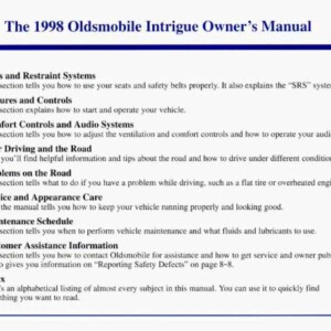 Oldsmobile Intrigue 1998 Owner's Manual