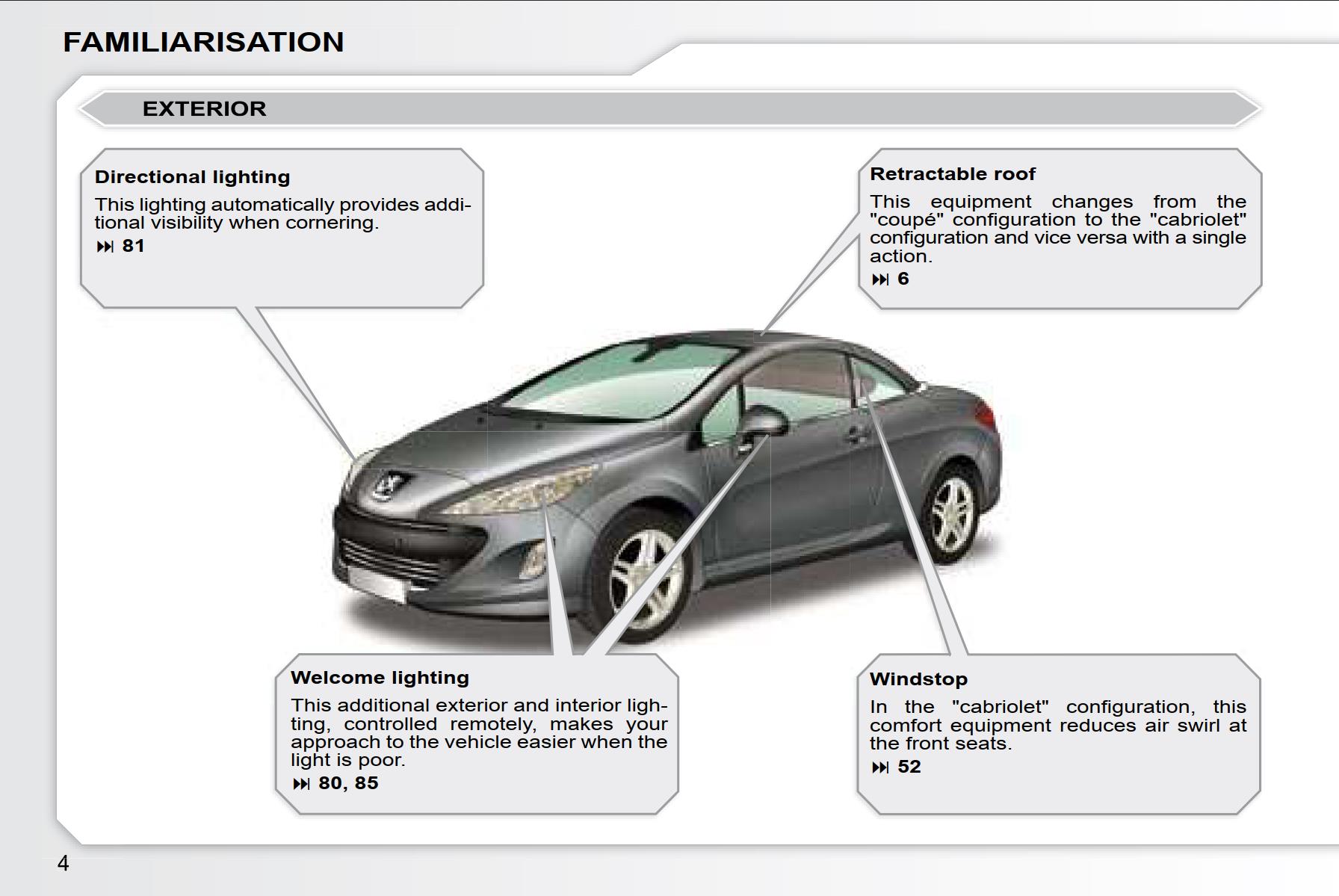 Peugeot 308 CC Dag 2008 Owner's Manual
