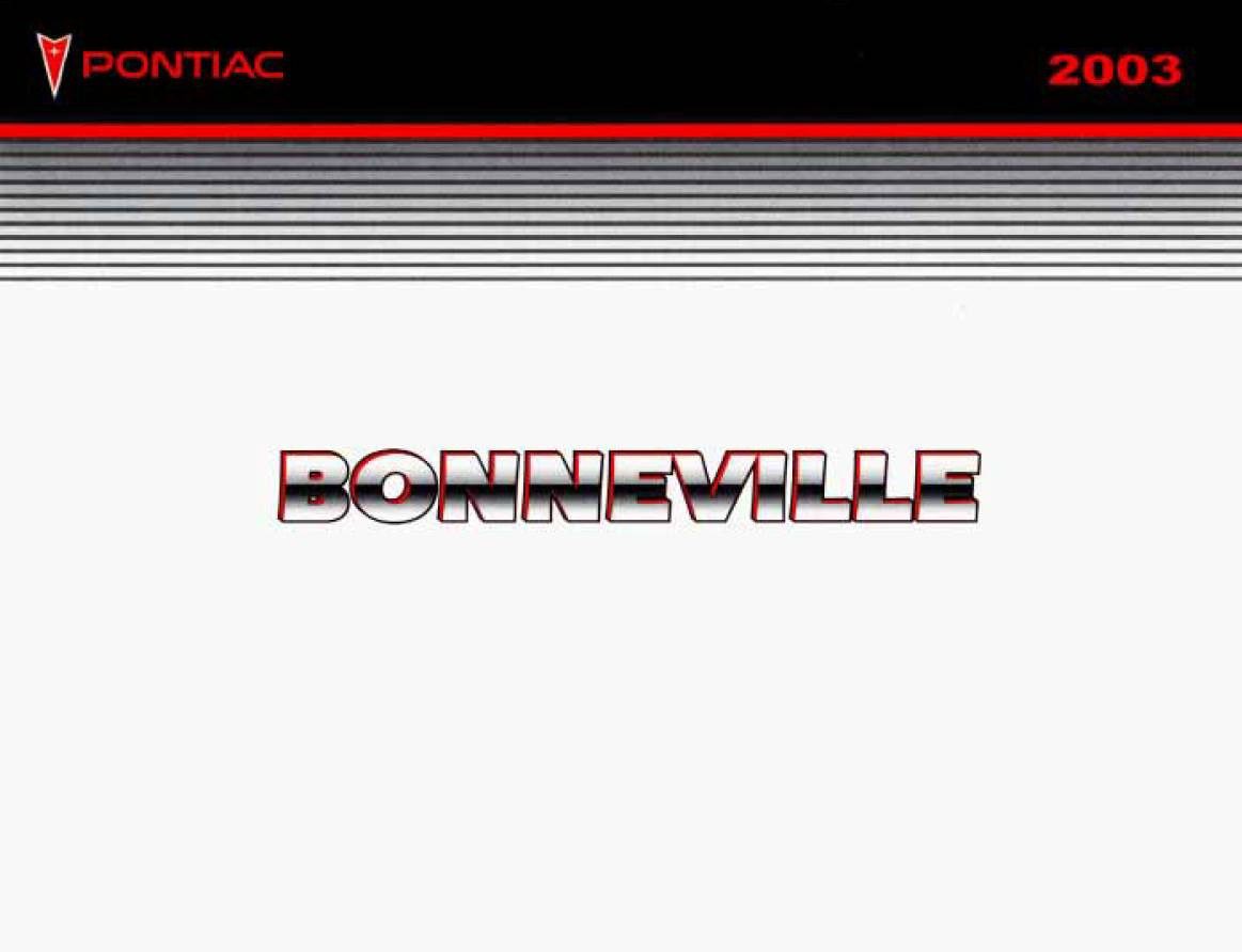 Pontiac Bonneville 2003 Owner's Manual