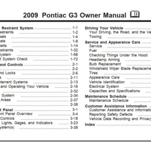 Pontiac G3 2009 Owner's Manual