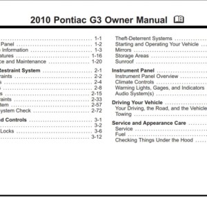 Pontiac G3 2010 Owner's Manual