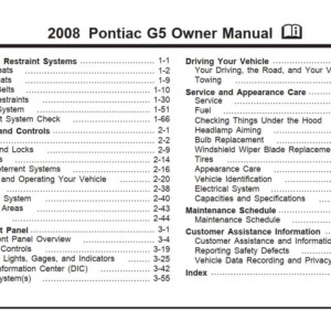 Pontiac G5 2008 Owner's Manual