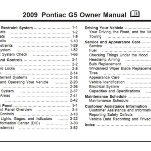Pontiac G5 2009 Owner's Manual