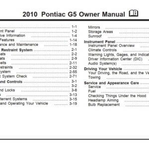 Pontiac G5 2010 Owner's Manual