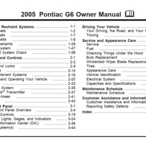 Pontiac G6 2005 Owner's Manual