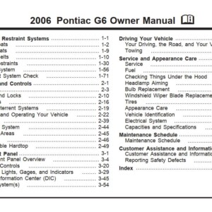 Pontiac G6 2006 Owner's Manual