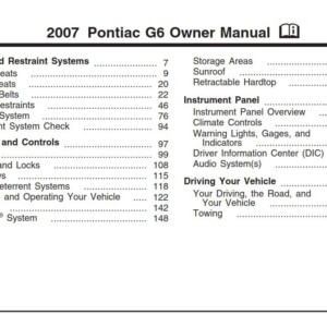 Pontiac G6 2007 Owner's Manual