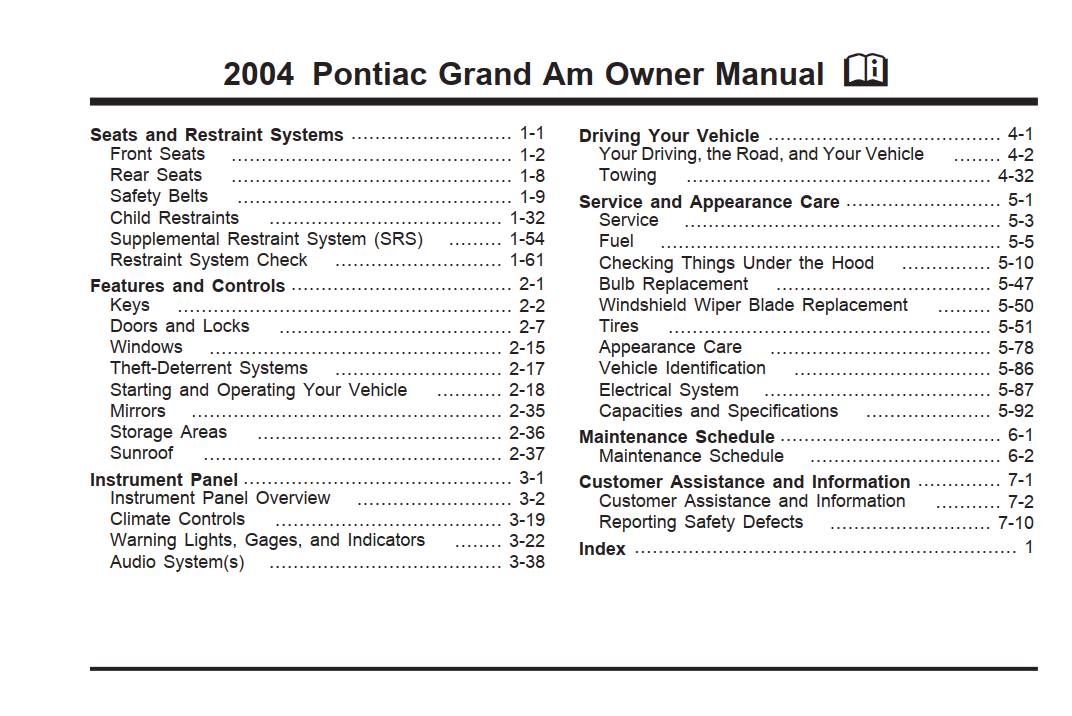 Pontiac Grand-Am 2004 Owner's Manual