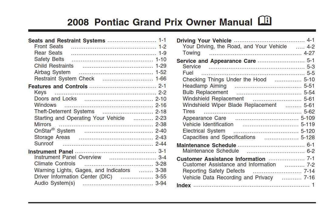 Pontiac Grand-Prix 2008 Owner's Manual
