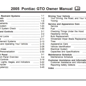 Pontiac Gto 2005 Owner's Manual