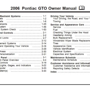 Pontiac Gto 2006 Owner's Manual