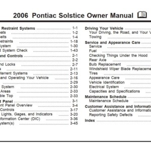 Pontiac Solstice 2006 Owner's Manual