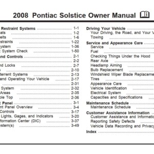 Pontiac Solstice 2008 Owner's Manual