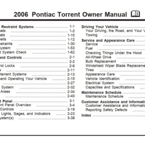 Pontiac Torrent 2006 Owner's Manual