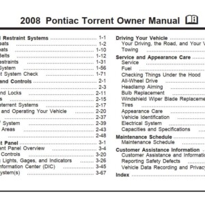 Pontiac Torrent 2008 Owner's Manual