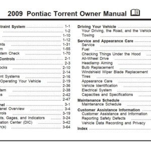 Pontiac Torrent 2009 Owner's Manual