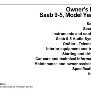 Saab 9-5 2002 Owner's Manual