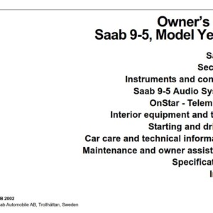 Saab 9-5 2003 Owner's Manual